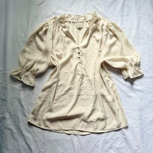 Melloday white ruffled blouse size xs